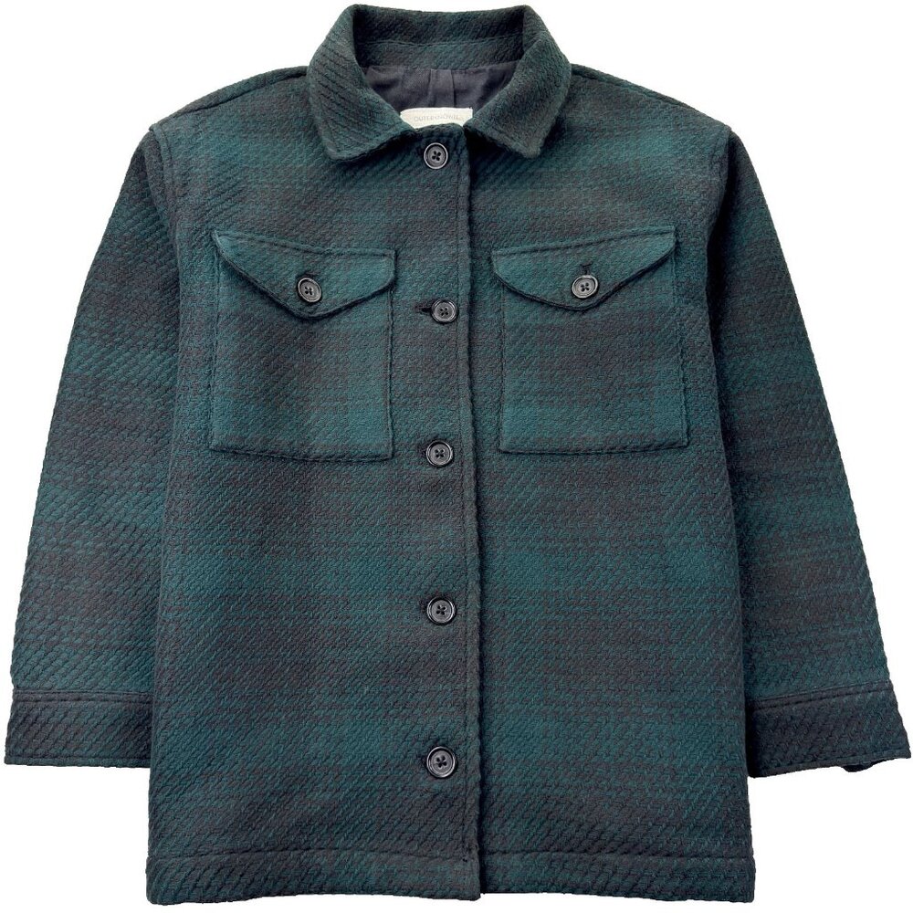 Outerknown Cloud Weave Shirt Jacket Women's Medium Green Plaid Outdoor Gorpcore
